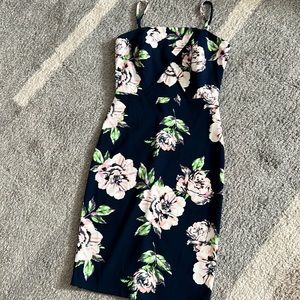 Navy Blue Floral Formal Dress